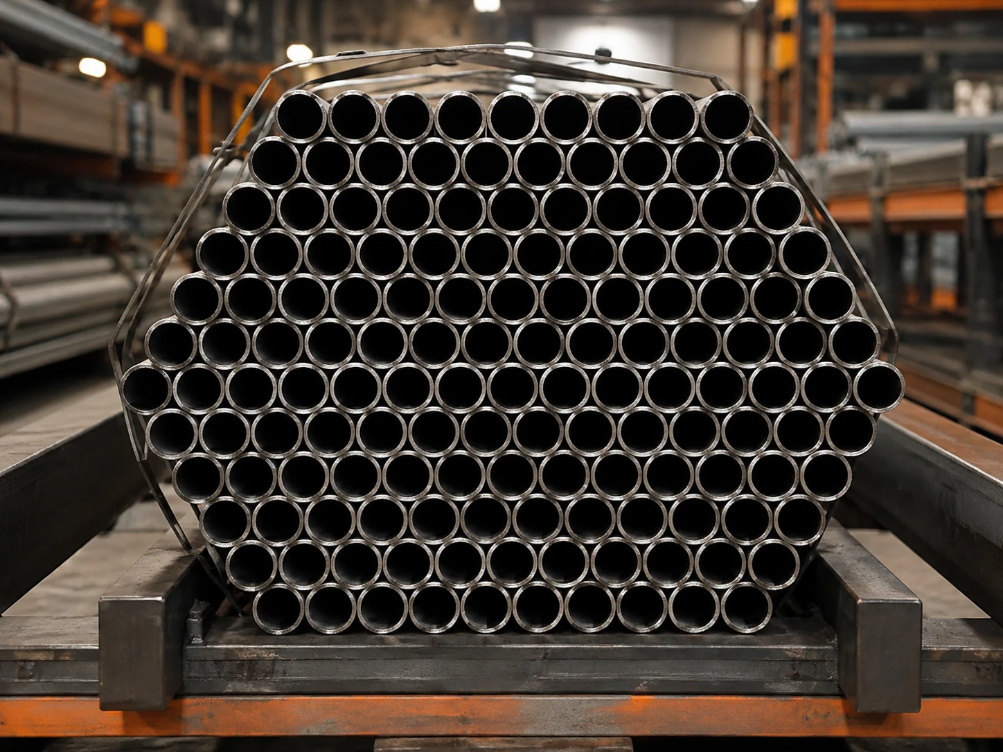 Round steel pipe bundle