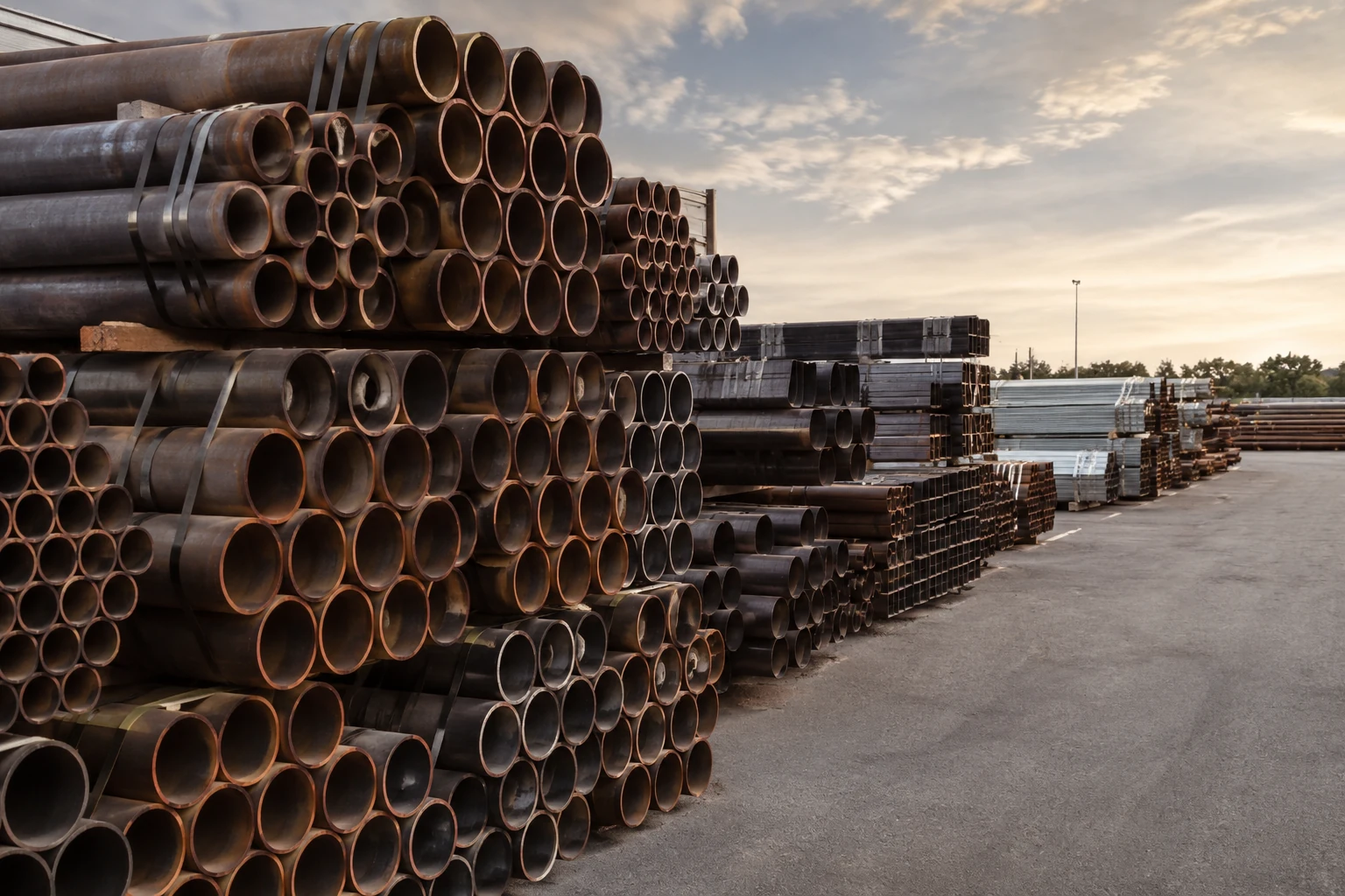 Outdoor steel pipe yard